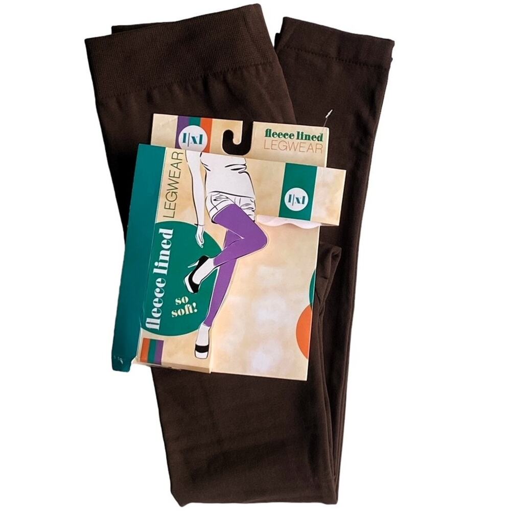 NWT ~ BLUE STAR Chocolate Brown Fleece Lined Leggings ~ Women's Size L / XL